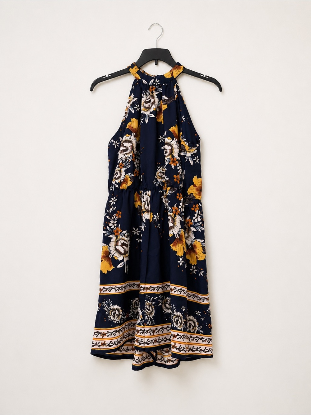 Women’s Navy Floral Halter Romper Size XS - Picture 3 of 4